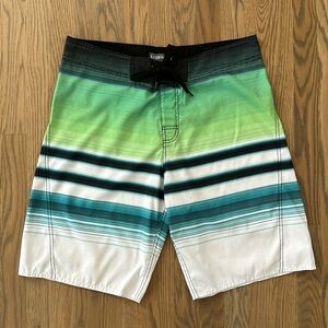 Legend Men Board Shorts sz 36 / Large Striped Color Block White Green Blue Black